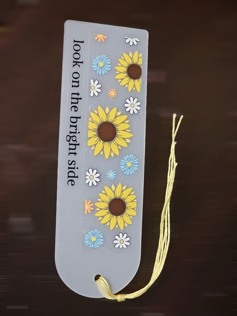 Look on the Bright Side Sunflower Bookmark - Yellow & Blue